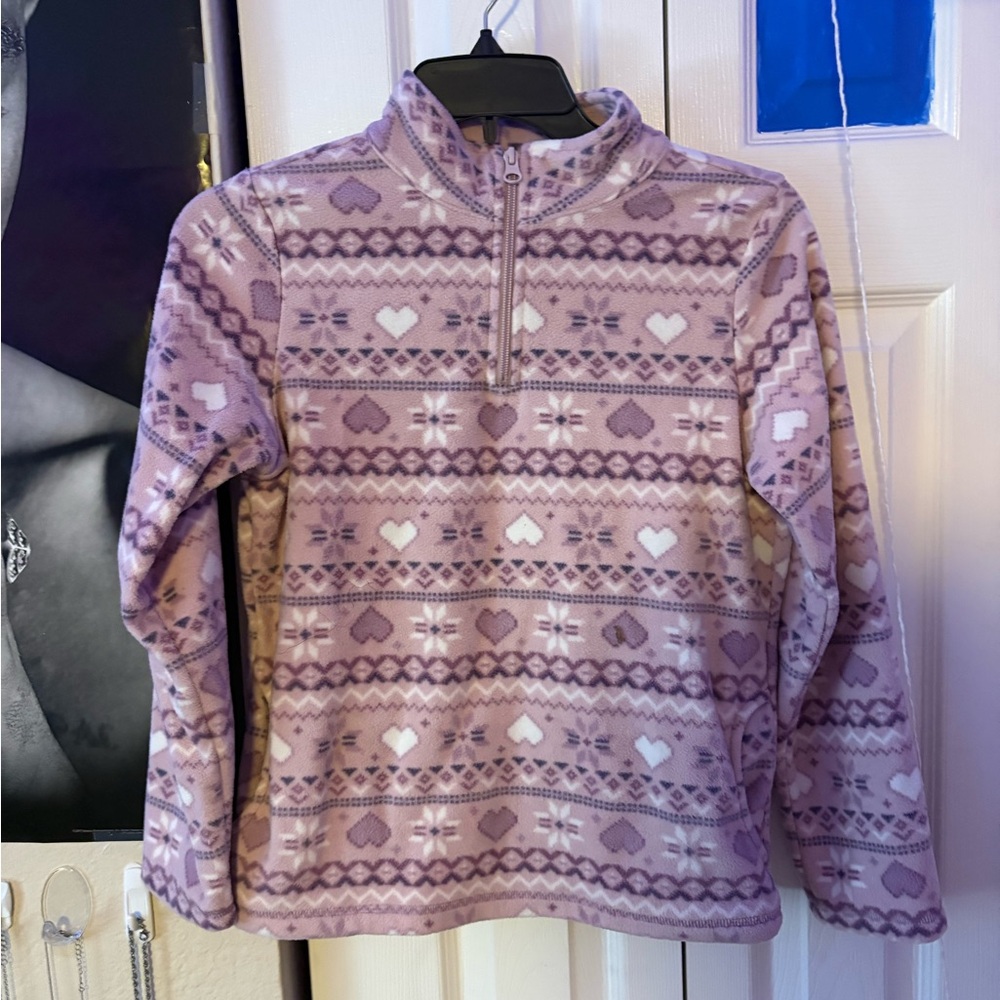 Purple and White Fleece Pullover